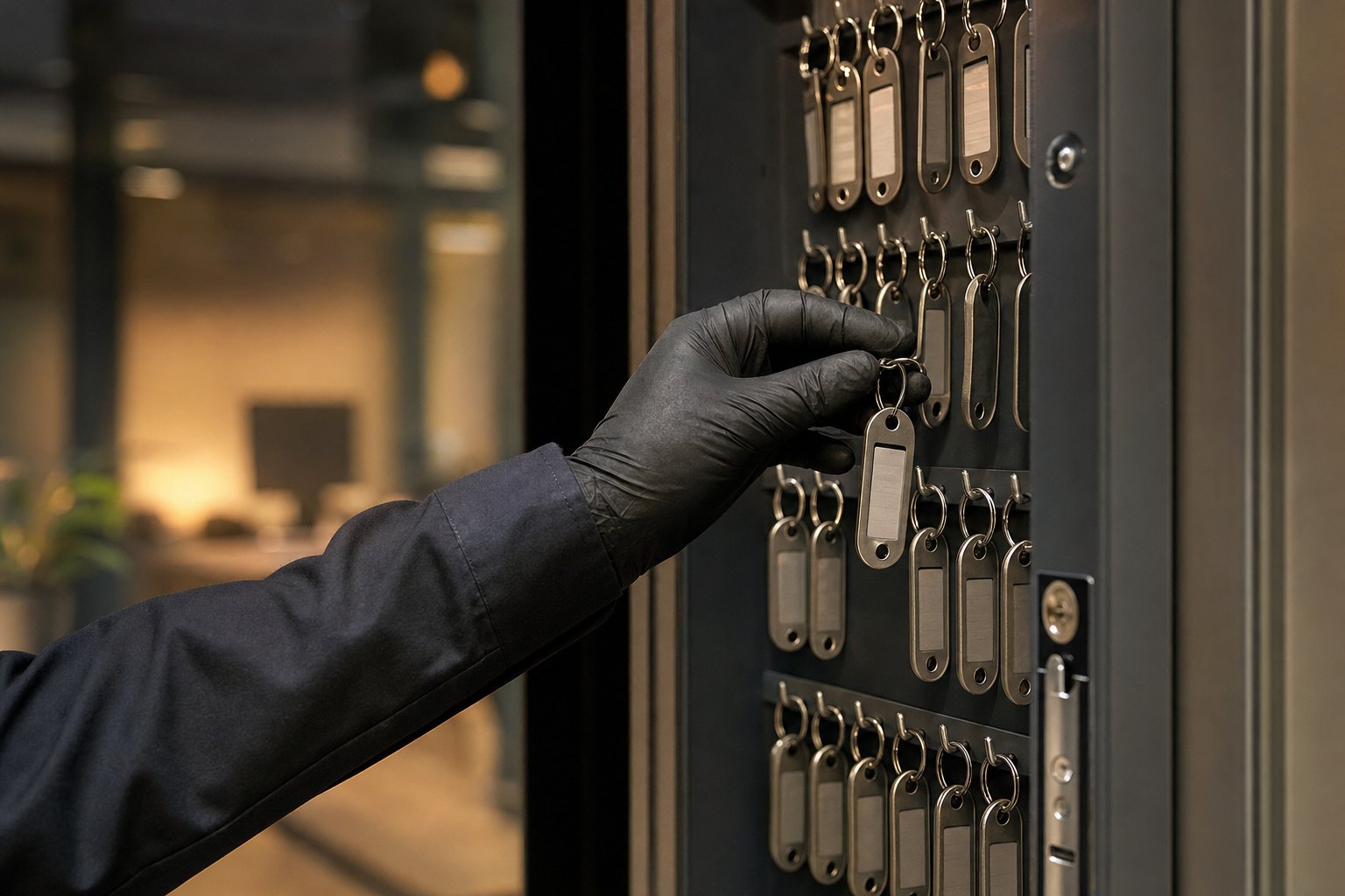 Secure key cabinet used by commercial cleaning staff